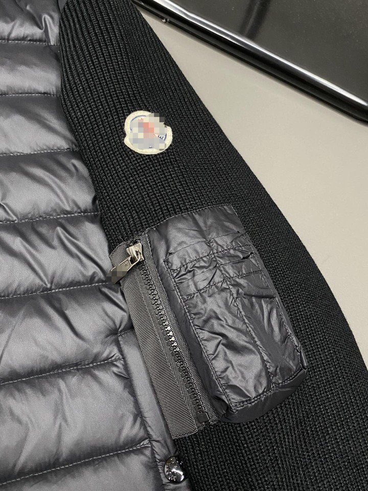 蒙家欧洲站高奢男士羊毛袖子针织拼接羽绒服百搭连帽衫外套潮牌 4