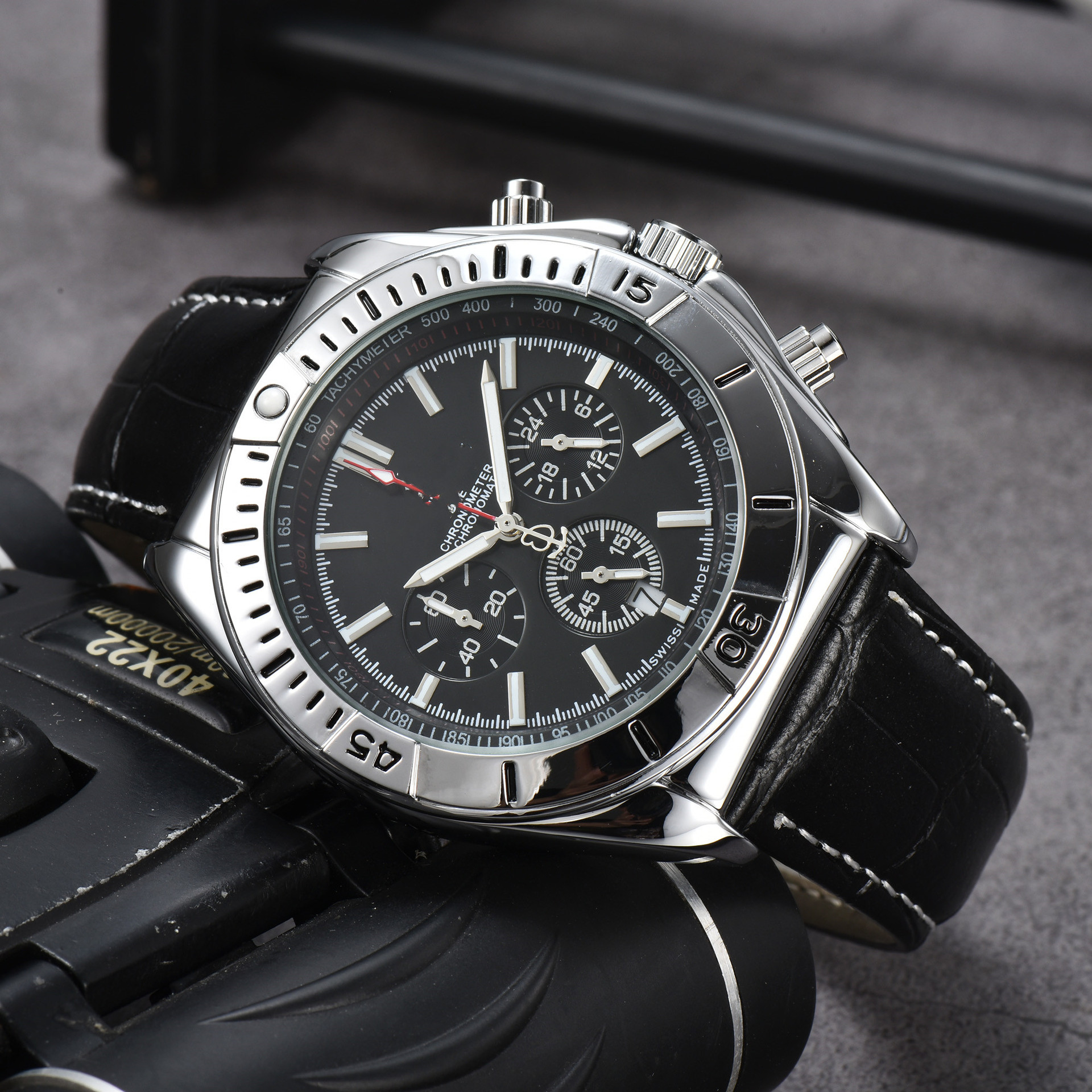 2023外贸热销男士钢带皮带BNL手表6针石英皮带手表厂家批发一件代 10