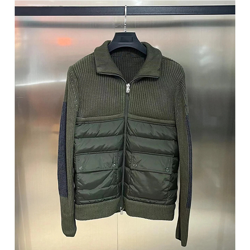M秋冬蒙小家男女士针织羽绒服鹅绒羊毛拼接立领外套保暖休闲夹克 4