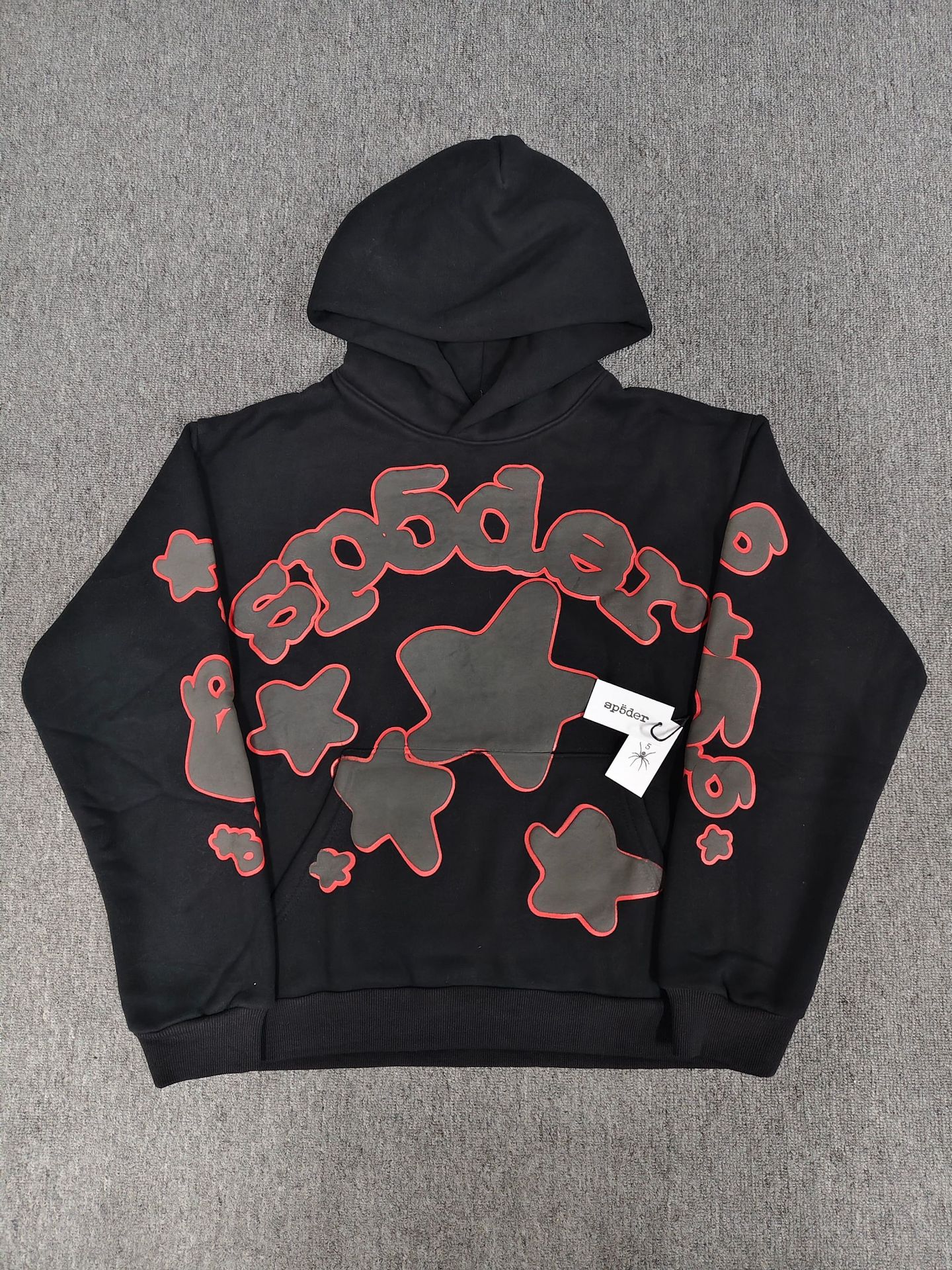 海外原版重磅450G加厚糕绒卫衣连帽衫男发泡印蜘蛛Sp5der hoodies 42