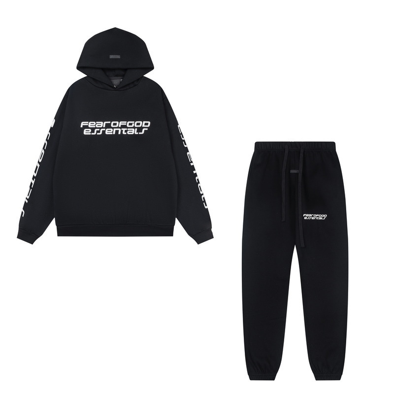 新款FEAR OF GOD ESSENTIALS植绒字母男女休闲宽松加绒连帽卫衣潮 46