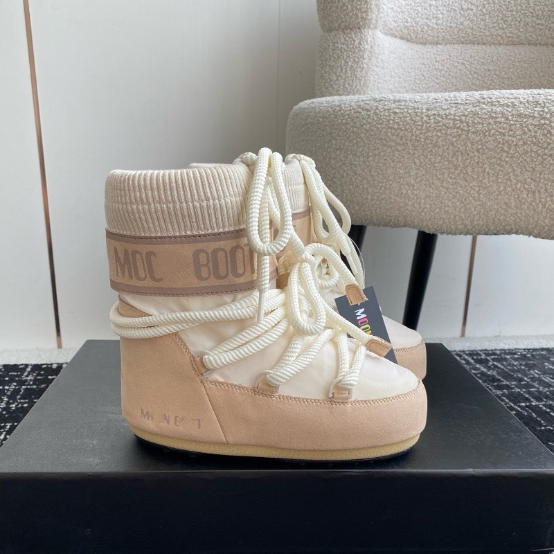 高定25ss秋冬新款月亮靴雪地靴系列内增高防滑保暖丑萌滑雪鞋短靴 27