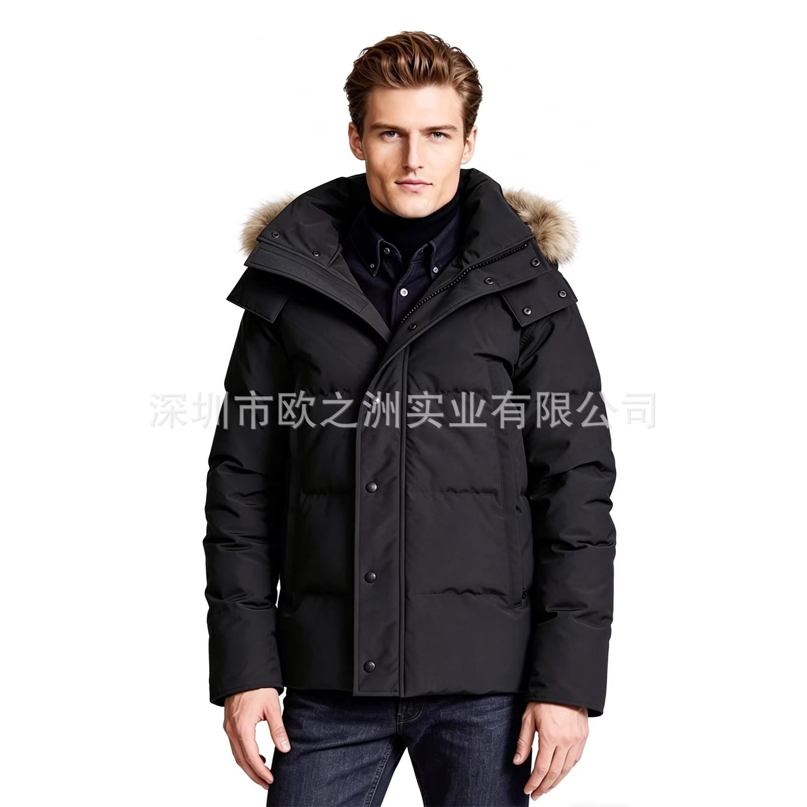 PalmMooseMenCanadianStyleFurHoodedWyndhamDownJacket 9