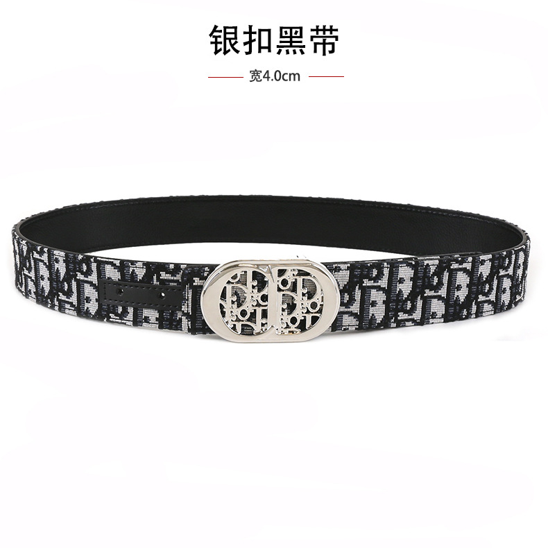 跨境男士皮带3.8cm时尚平纹荔枝纹简约布带皮带字母cd扣头腰带 7