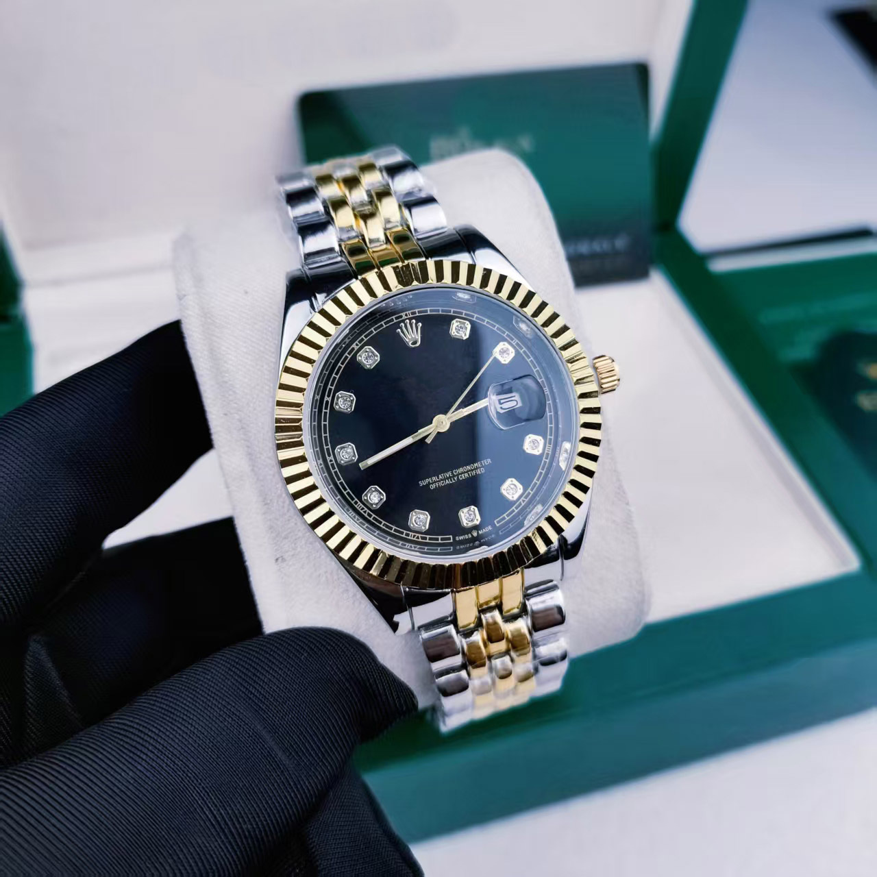 日志实心钢带12钻间金黑