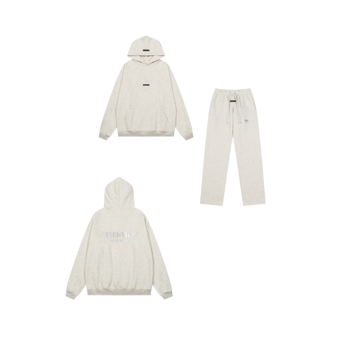 新款FEAR OF GOD ESSENTIALS植绒字母男女休闲宽松加绒连帽卫衣潮 79