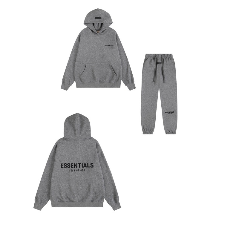 新款FEAR OF GOD ESSENTIALS植绒字母男女休闲宽松加绒连帽卫衣潮 94