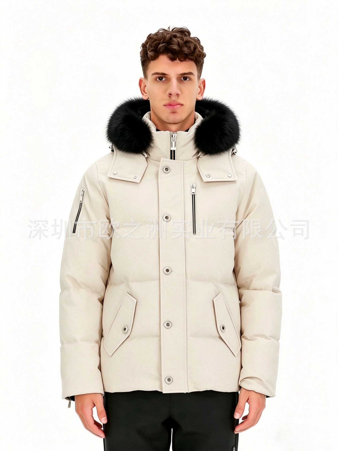 PalmMooseMenCanadianStyleFoxFurHooded3QDownJacket 15