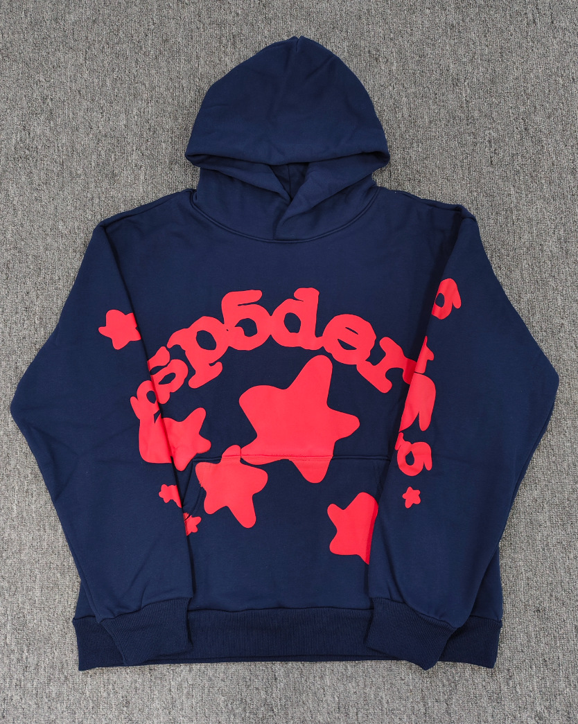 海外原版重磅450G加厚糕绒卫衣连帽衫男发泡印蜘蛛Sp5der hoodies 65