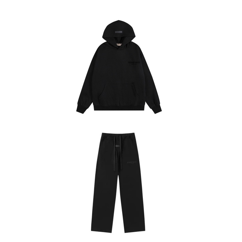 新款FEAR OF GOD ESSENTIALS植绒字母男女休闲宽松加绒连帽卫衣潮 97