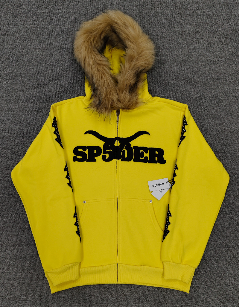 海外原版重磅450G加厚糕绒卫衣连帽衫男发泡印蜘蛛Sp5der hoodies 35