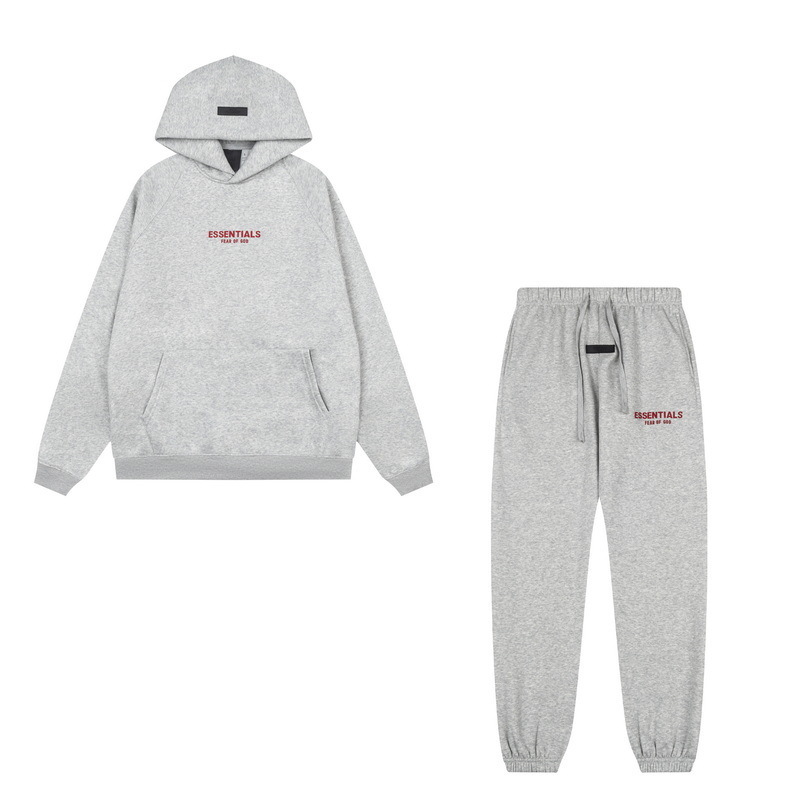 新款FEAR OF GOD ESSENTIALS植绒字母男女休闲宽松加绒连帽卫衣潮 47