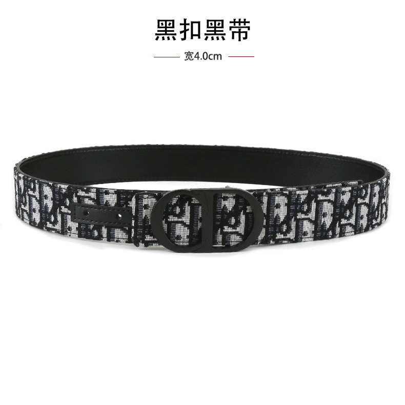 跨境男士皮带3.8cm时尚平纹荔枝纹简约布带皮带字母cd扣头腰带 17