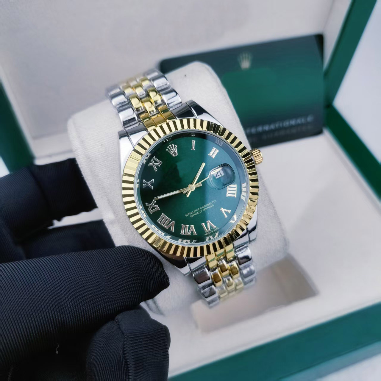 日志实心钢带罗马间金绿