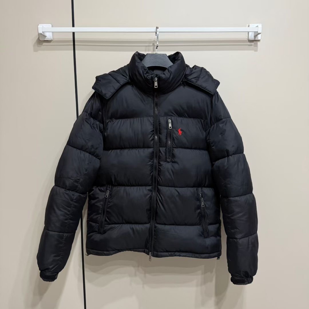 可扫码跨境外贸拉夫RL可拆卸帽超厚棉服防风防水情侣款拉链夹克 2