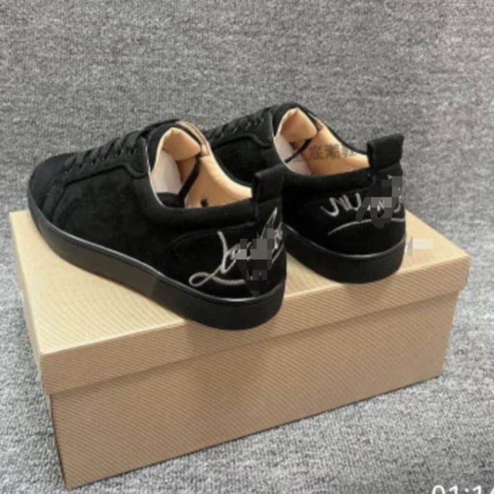 cl男鞋电绣红底小白鞋透气板鞋男鞋平底休闲鞋月牙鞋 2