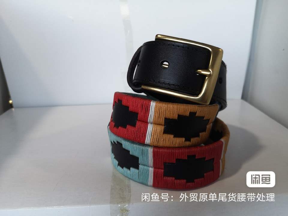 手工头层牛皮马术运动缝制腰带黑色红色绿色天蓝色翠绿色其他铜 7