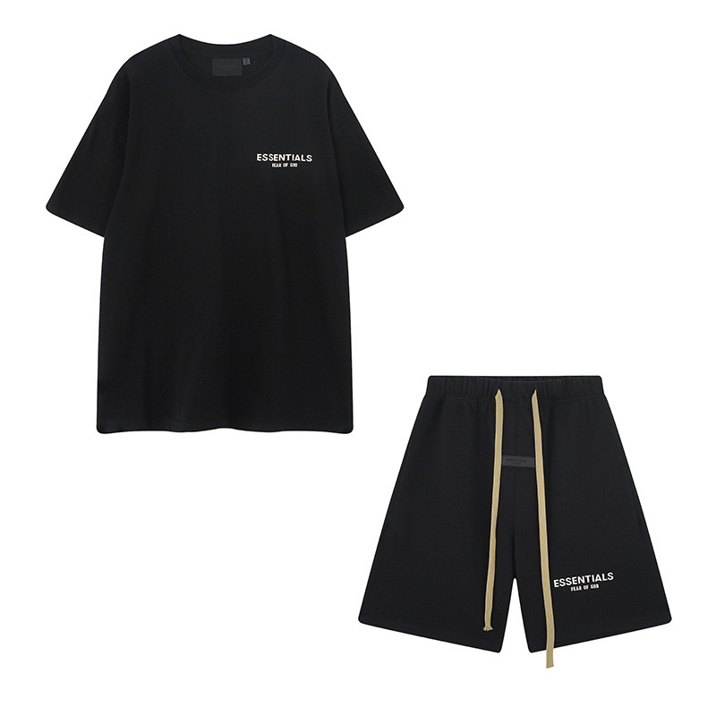 新款FEAR OF GOD ESSENTIALS植绒字母男女休闲宽松加绒连帽卫衣潮 99