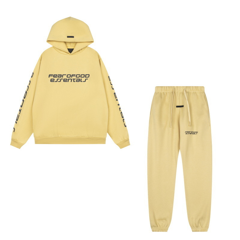 新款FEAR OF GOD ESSENTIALS植绒字母男女休闲宽松加绒连帽卫衣潮 98