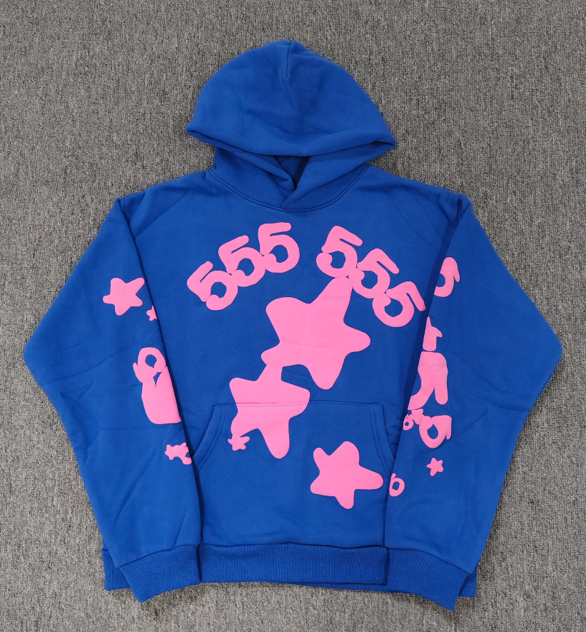 海外原版重磅450G加厚糕绒卫衣连帽衫男发泡印蜘蛛Sp5der hoodies 73