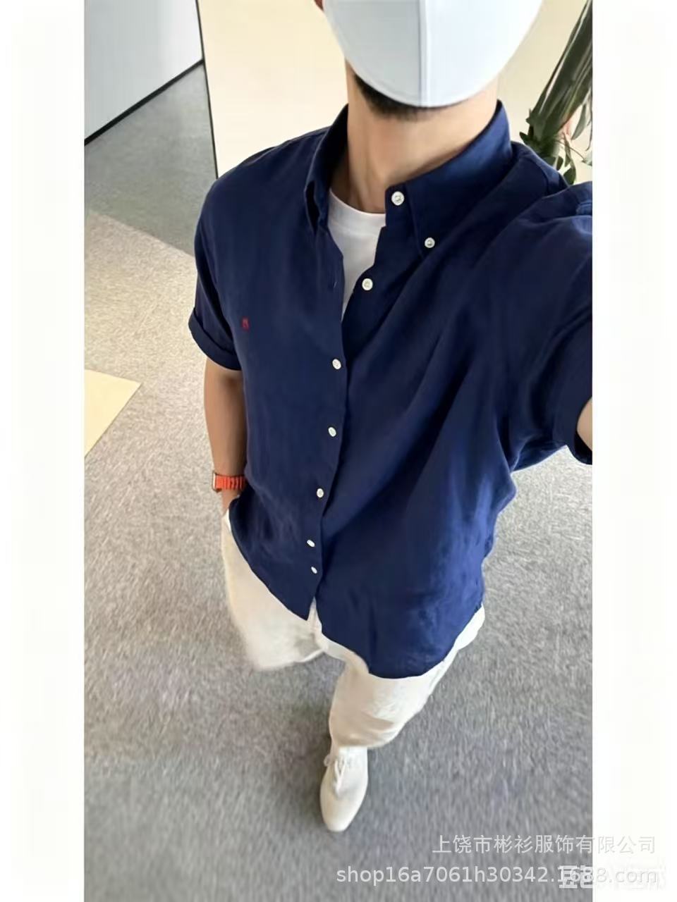 拉夫RL刺绣小马休闲衬衫长袖商务修身衬衣男女款防晒衣亚麻衬衫 8