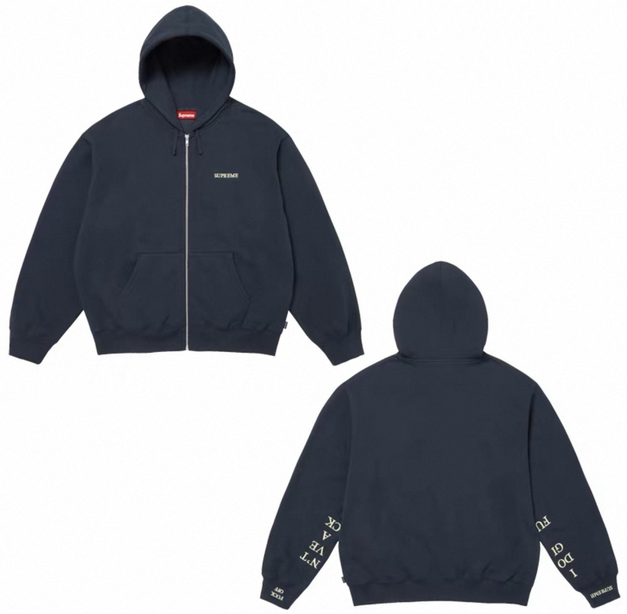 25FW SUPreme贴布BIG LOGO刺绣加绒重磅连帽卫衣男爆款秋冬款纯色 94