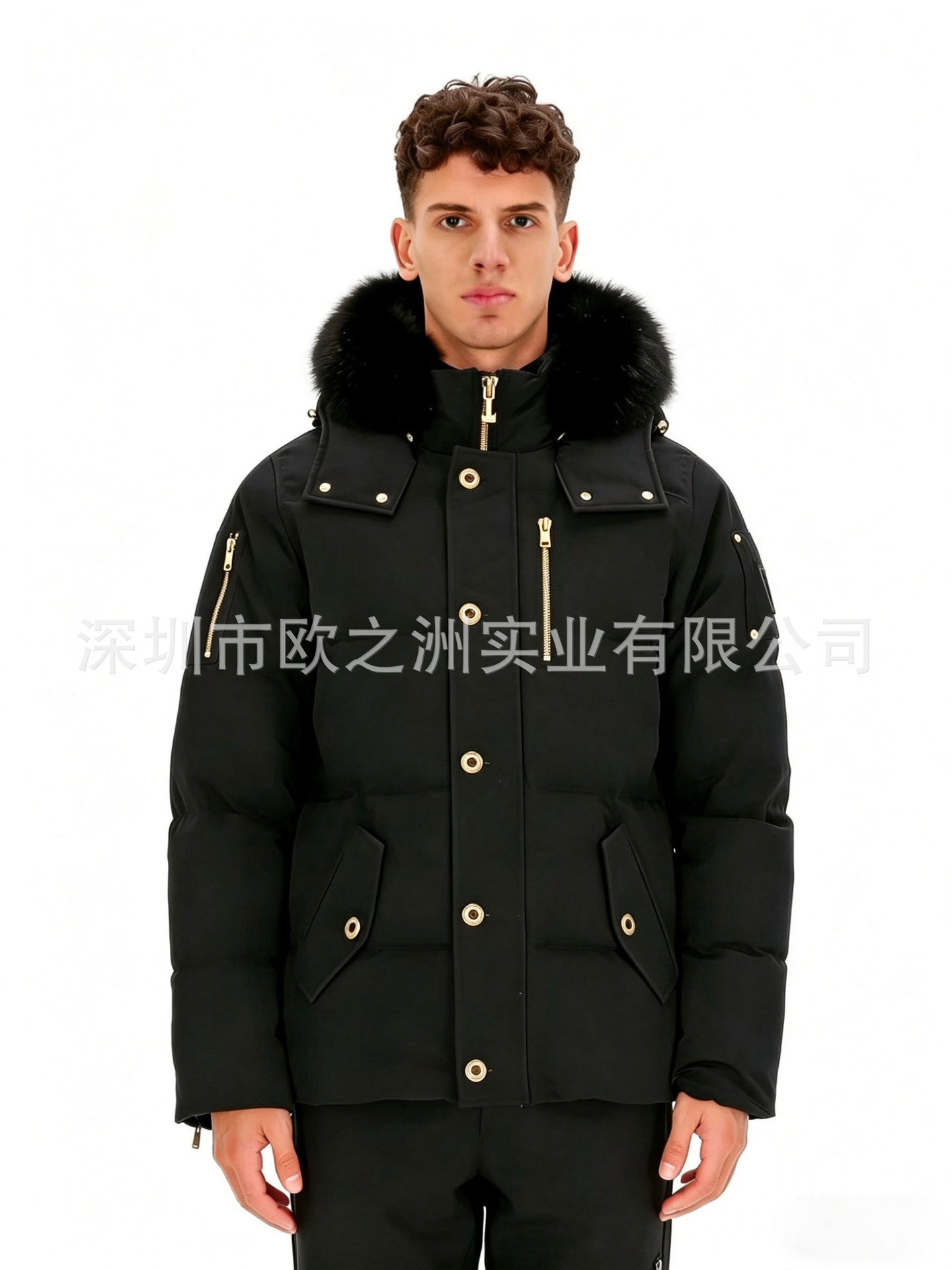 PalmMooseMenCanadianStyleFoxFurHooded3QDownJacket 12