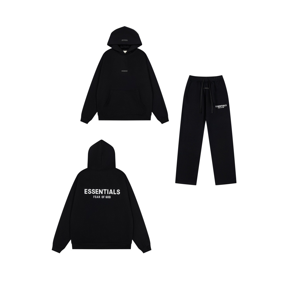新款FEAR OF GOD ESSENTIALS植绒字母男女休闲宽松加绒连帽卫衣潮 55