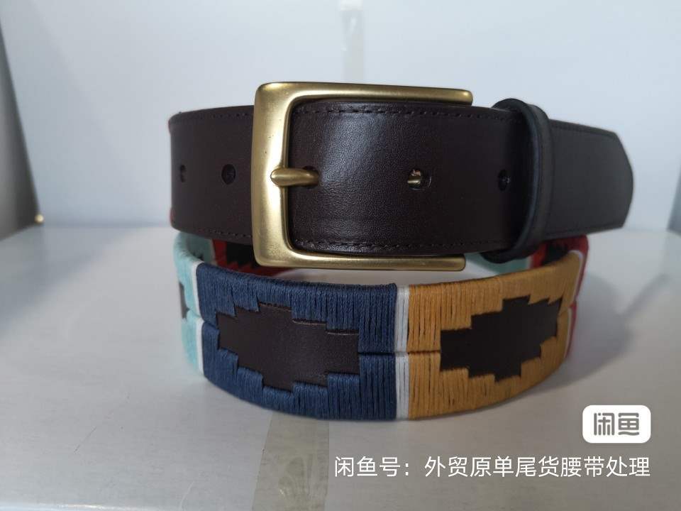 手工头层牛皮马术运动缝制腰带黑色红色绿色天蓝色翠绿色其他铜 8