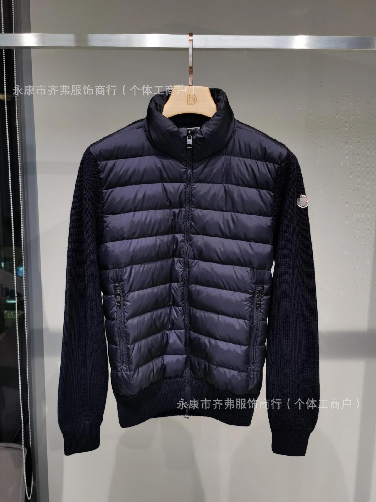 新款欧洲站 M蒙家针织拼接休闲羽绒男白鸭绒保暖时髦修身羽绒外套 7