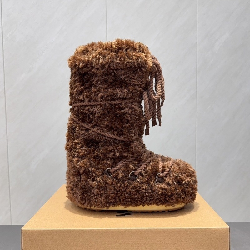 高定25ss秋冬新款月亮靴雪地靴系列内增高防滑保暖丑萌滑雪鞋短靴 30