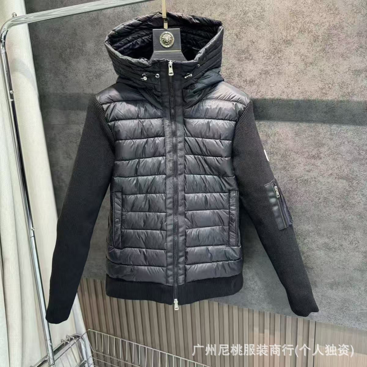 欧洲站新款M家针织拼接休闲羽绒服 男白鸭绒保暖时髦修身羽绒外套 16
