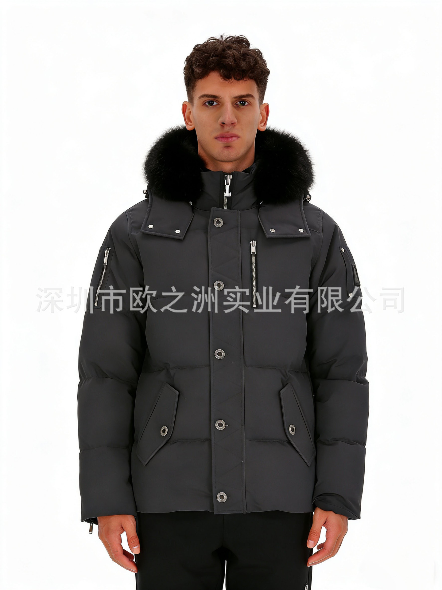 PalmMooseMenCanadianStyleFoxFurHooded3QDownJacket 11