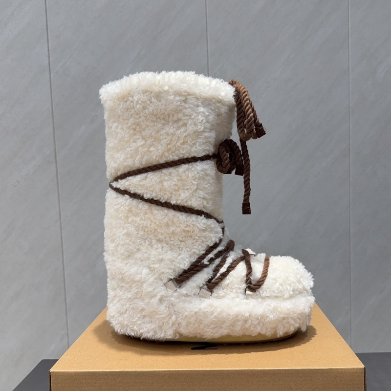 高定25ss秋冬新款月亮靴雪地靴系列内增高防滑保暖丑萌滑雪鞋短靴 35