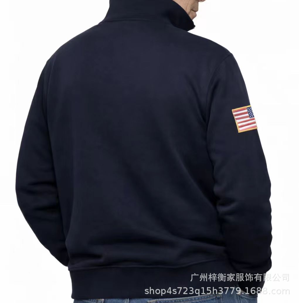 欧美跨境痞帅长袖宽松卫衣加厚外套ins潮春秋季半拉链大码男女同 6