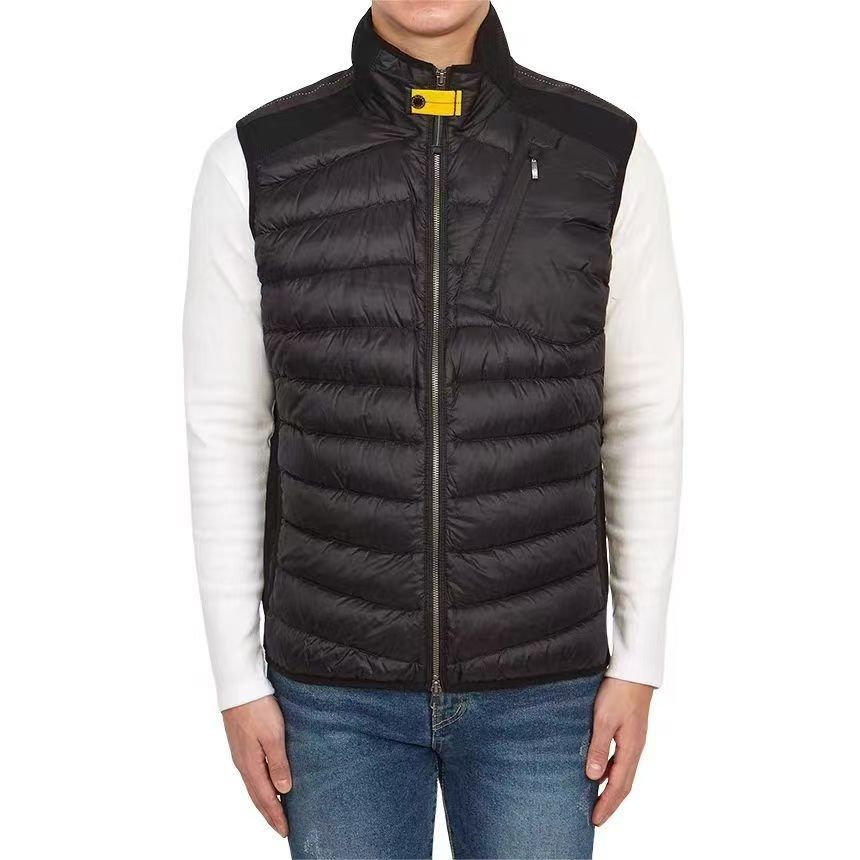 拼接款羽绒马甲黑色