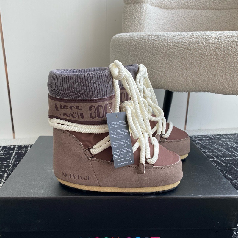 高定25ss秋冬新款月亮靴雪地靴系列内增高防滑保暖丑萌滑雪鞋短靴 26