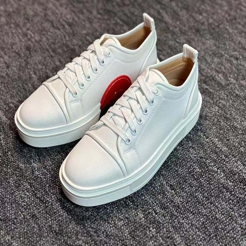 cl男鞋电绣红底小白鞋透气板鞋男鞋平底休闲鞋月牙鞋 27