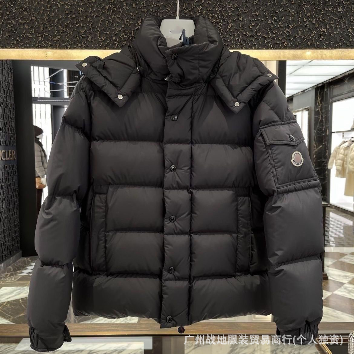 跨境高版本外贸M玛雅黑色经典羽绒服白鸭绒舒适保暖防寒连帽外套 24