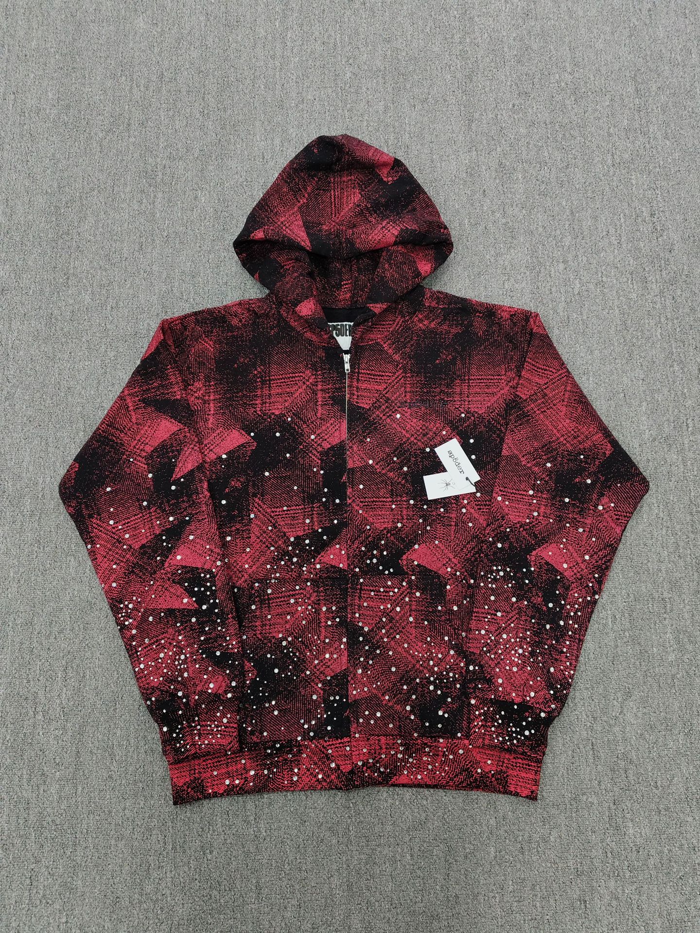 海外原版重磅450G加厚糕绒卫衣连帽衫男发泡印蜘蛛Sp5der hoodies 15