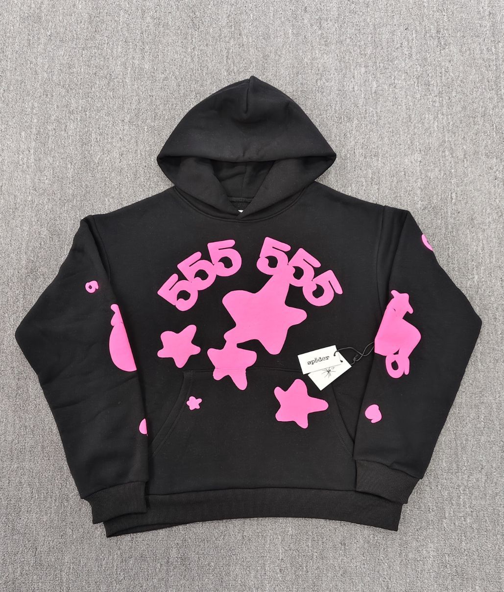 海外原版重磅450G加厚糕绒卫衣连帽衫男发泡印蜘蛛Sp5der hoodies 60