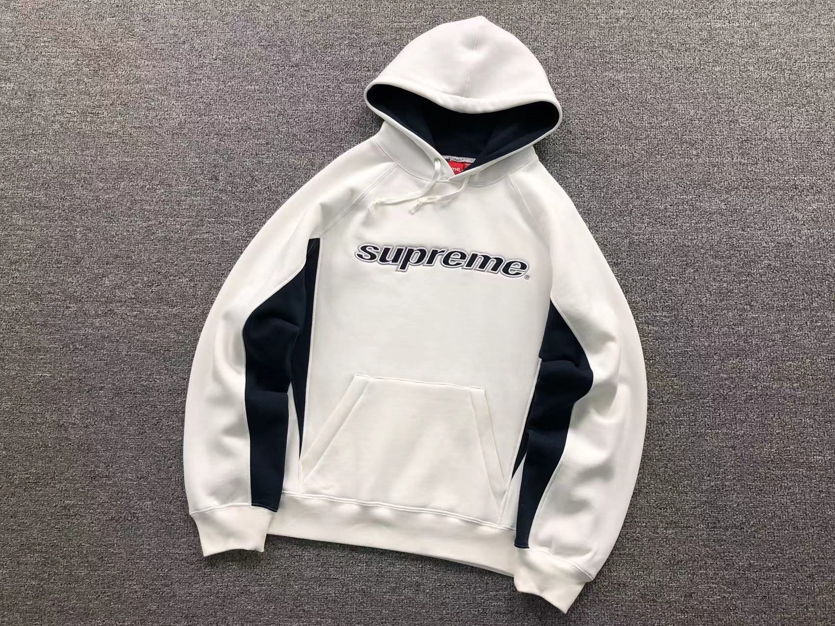 25FW SUPreme贴布BIG LOGO刺绣加绒重磅连帽卫衣男爆款秋冬款纯色 42