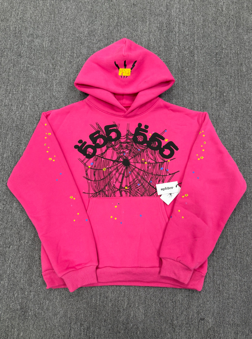海外原版重磅450G加厚糕绒卫衣连帽衫男发泡印蜘蛛Sp5der hoodies 64