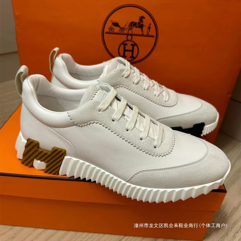 bouncing运动鞋女春夏2025新款H家复古休闲鞋情侣厚底小白鞋女 2