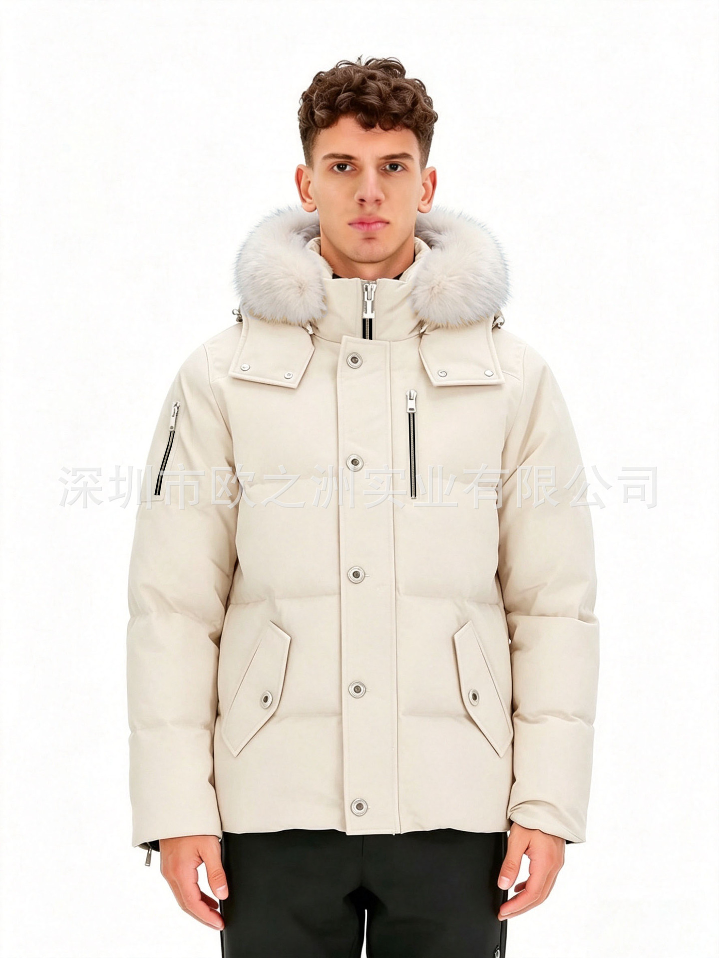 PalmMooseMenCanadianStyleFoxFurHooded3QDownJacket 8