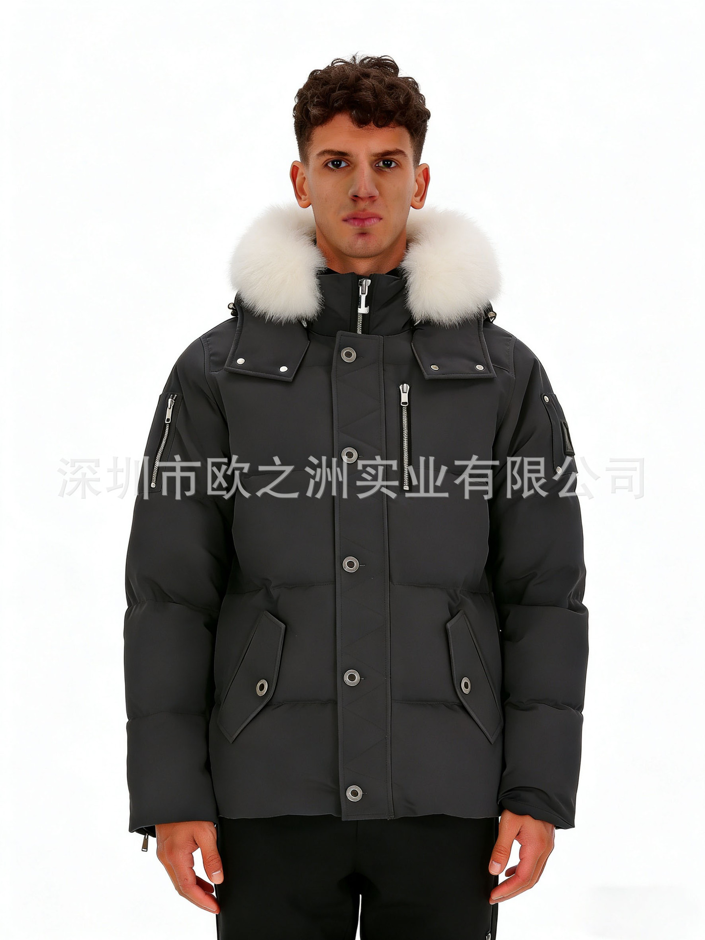 PalmMooseMenCanadianStyleFoxFurHooded3QDownJacket 7