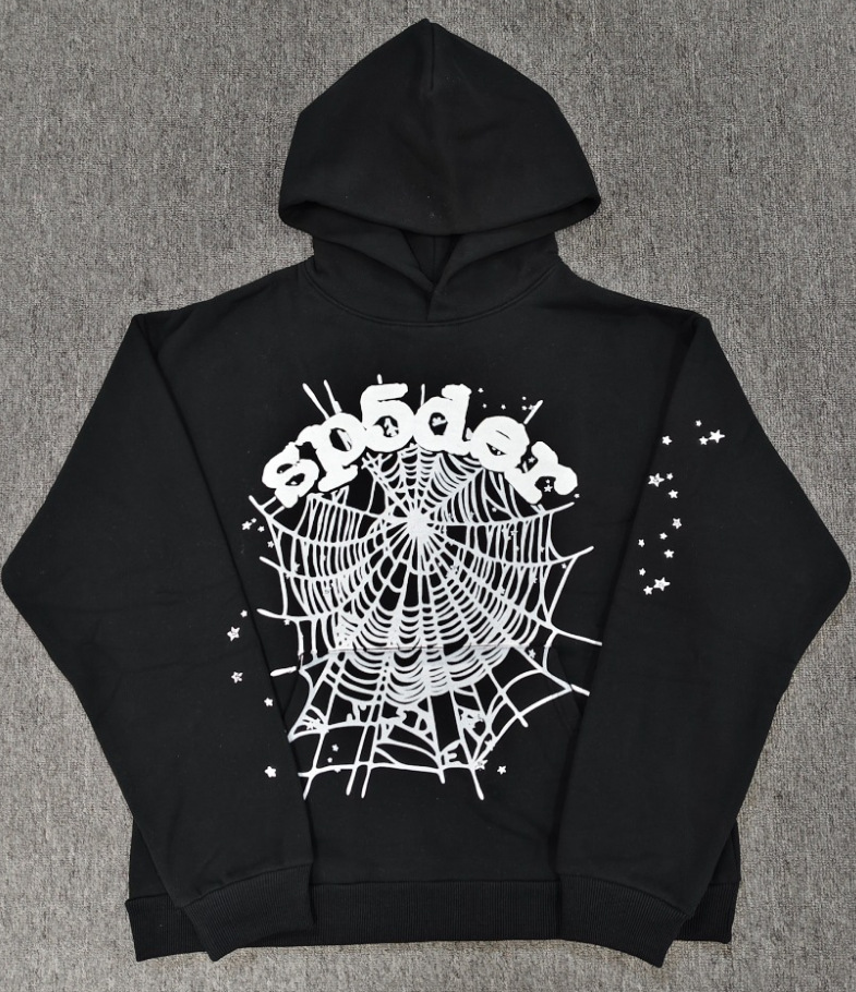 海外原版重磅450G加厚糕绒卫衣连帽衫男发泡印蜘蛛Sp5der hoodies 37