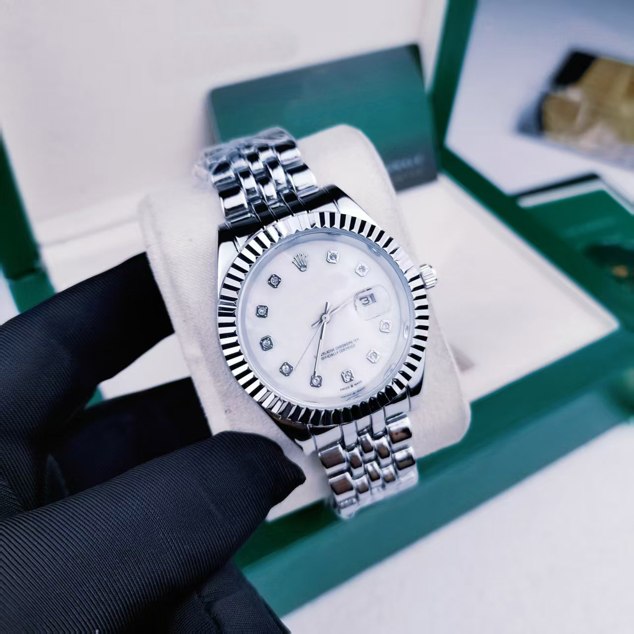 日志实心钢带12钻银白