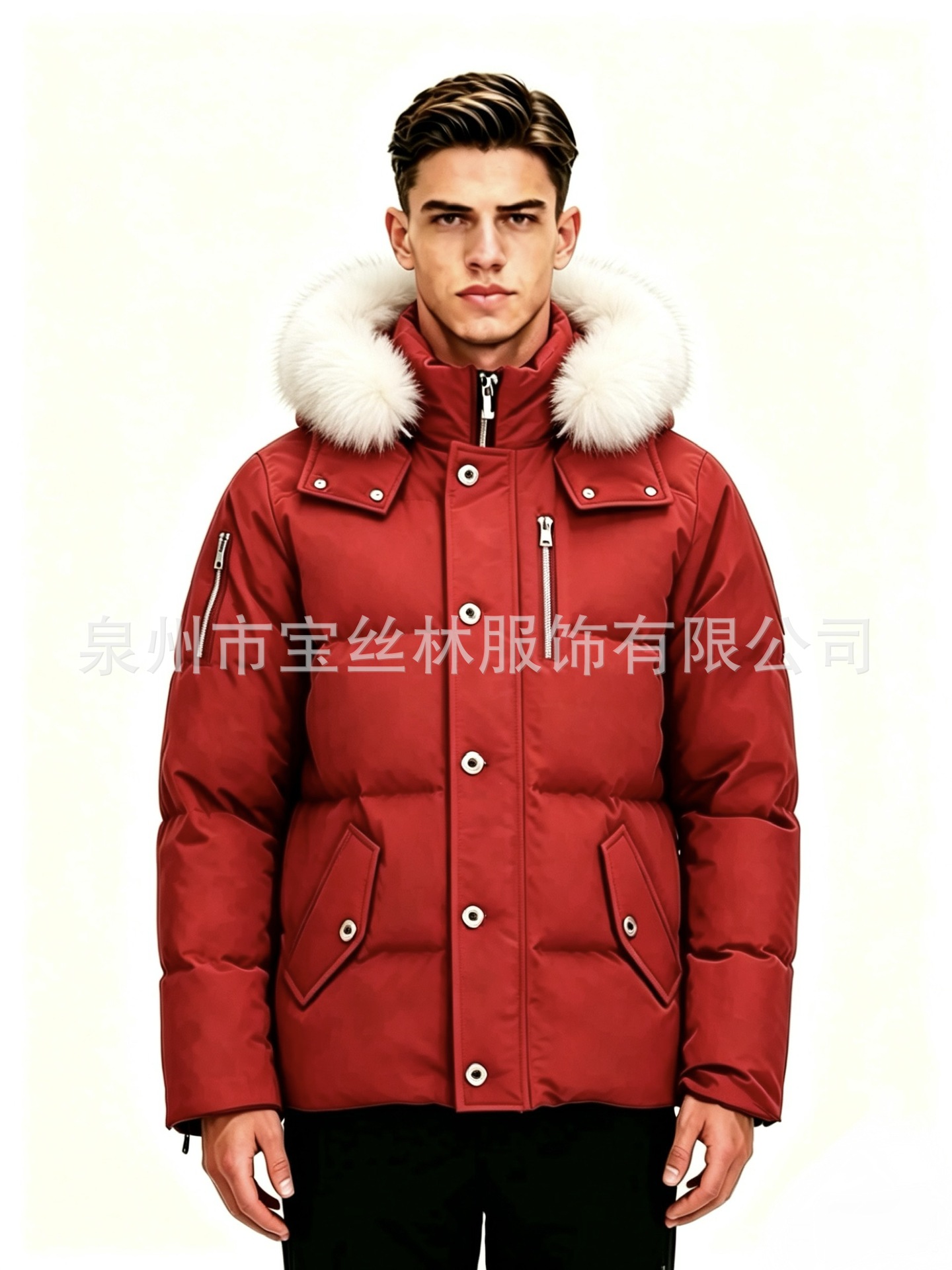 PalmMoose06MenCanadianStyleFurHooded3QDownJacket 12