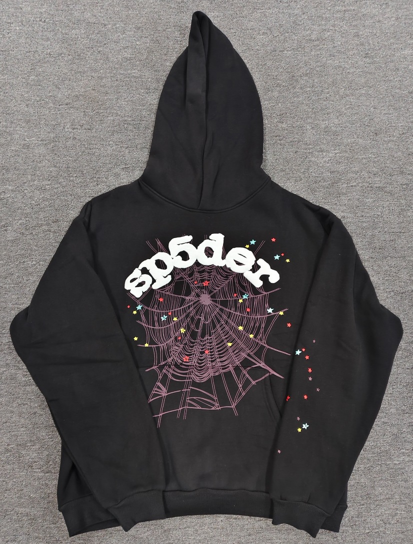 海外原版重磅450G加厚糕绒卫衣连帽衫男发泡印蜘蛛Sp5der hoodies 84